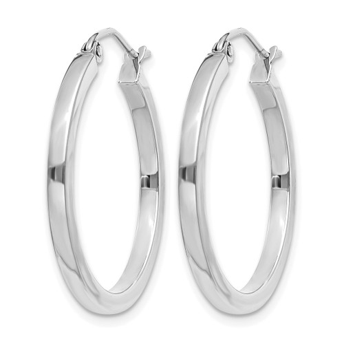 Rhodium-Plated 14K White Gold Hollow 2 mm Square Tube Hoop Earrings, 25 mm Long - View 2