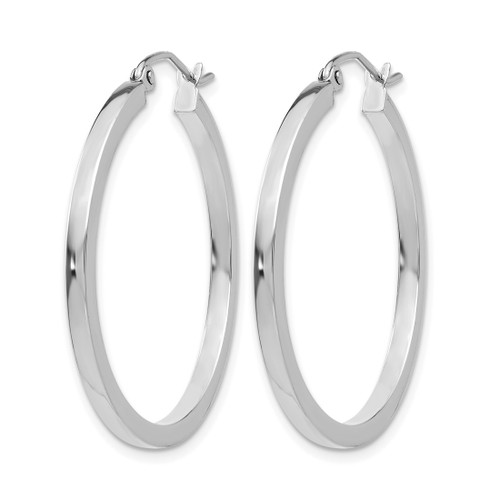 Rhodium-Plated 14K White Gold Hollow 2 mm Square Tube Hoop Earrings, 30 mm Long - View 2