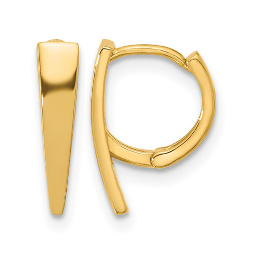 14K Yellow Gold Hollow Polished Hinged Hoop Earrings, 14.5 mm