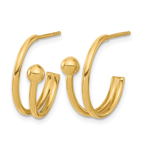 14K Yellow Gold Polished J-Hoop Earrings, 18 mm - View 2