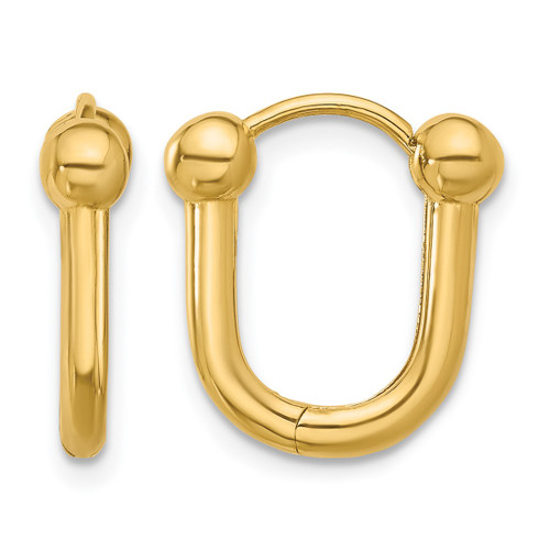 14K Yellow Gold Polished Hinged Hoop Earrings, 15.3 mm