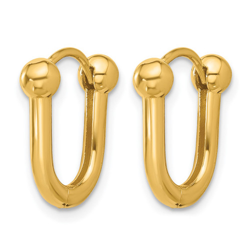 14K Yellow Gold Polished Hinged Hoop Earrings, 15.3 mm - View 2