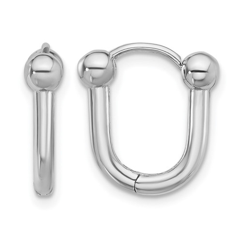 Rhodium-Plated 14K White Gold Polished Hinged Hoop Earrings, 15.3 mm