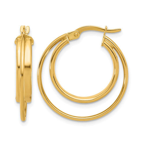 14K Yellow Gold Polished Hoop Earrings, 24 mm, 4.25 mm Wide