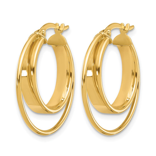 14K Yellow Gold Polished Hoop Earrings, 24 mm, 4.25 mm Wide - View 2