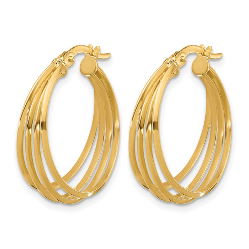 14K Yellow Gold Polished Hoop Earrings, 24 mm, 22.5 mm Wide, 7 mm Thick - View 2