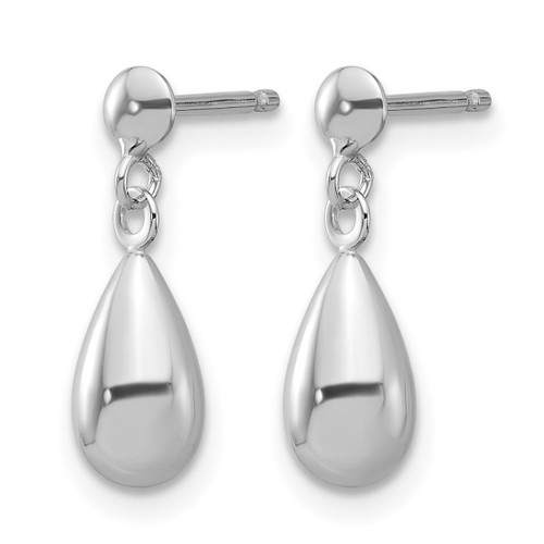 Rhodium-Plated 14K White Gold Polished Teardrop Dangle Earrings, 16 mm - View 2