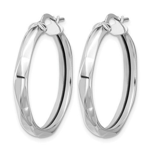 Rhodium-Plated 14K White Gold Polished Round Hoop Earrings, 30 mm - View 2