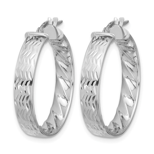 Rhodium-Plated 14K Yellow Gold with White Rhodium Plating Polished and Diamond-Cut Hoop Earrings, 25.65 mm - View 2
