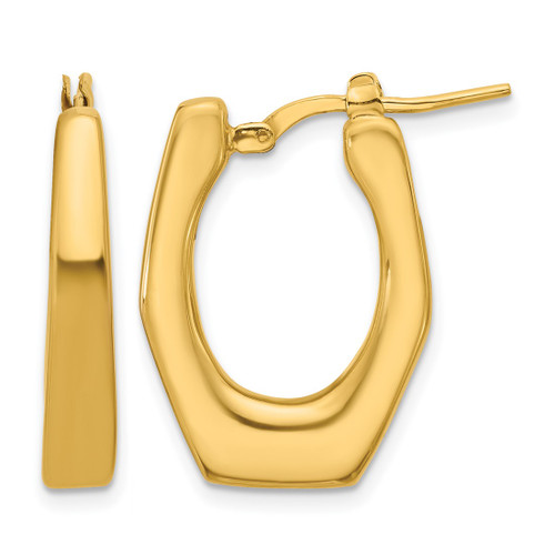 14K Yellow Gold Hollow Polished Hollow Fancy Hoop Earrings, 24 mm