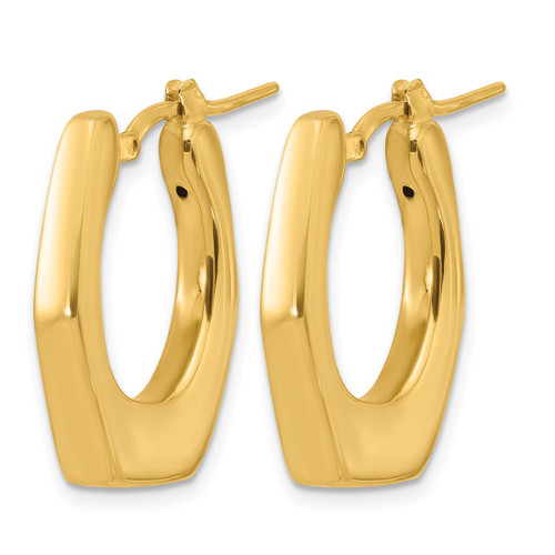 14K Yellow Gold Hollow Polished Hollow Fancy Hoop Earrings, 24 mm - View 2