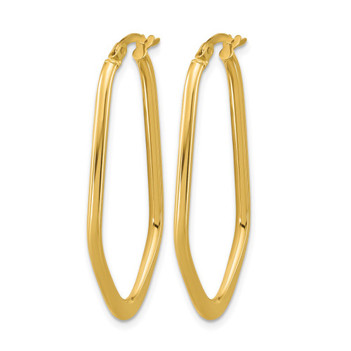 14K Yellow Gold Hollow Polished Oval Hoop Earrings, 36 mm - View 2
