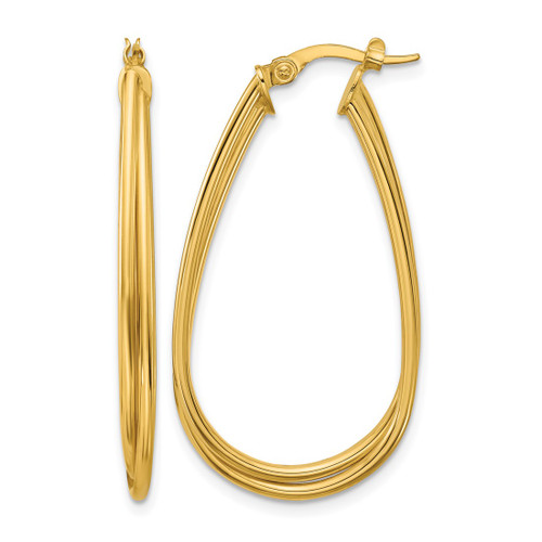 14K Yellow Gold Polished Twist Hoop Earrings, 38 mm