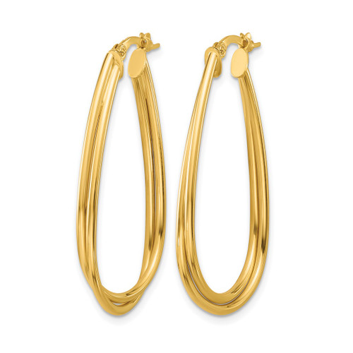 14K Yellow Gold Polished Twist Hoop Earrings, 38 mm - View 2