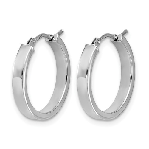 Rhodium-Plated 14K White Gold Square Tube Round Hoop Earrings, 20 mm - View 2