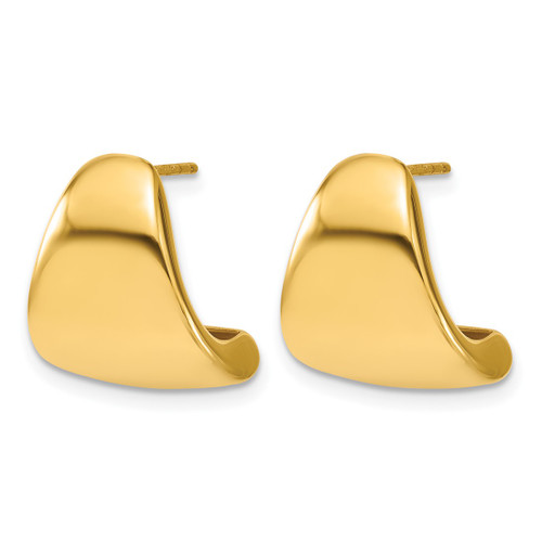 14K Yellow Gold Hollow Polished Curve Post Drop Earrings, 17 mm - View 2