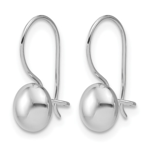 Rhodium-Plated 14K White Gold Polished Drop Button French Wire Earrings, 16.4 mm - View 2