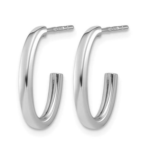 Rhodium-Plated 14K White GoldWhite Gold Polish 2.0 mm Flat Oval Post J-Hoop Earrings, 18 mm Long - View 2