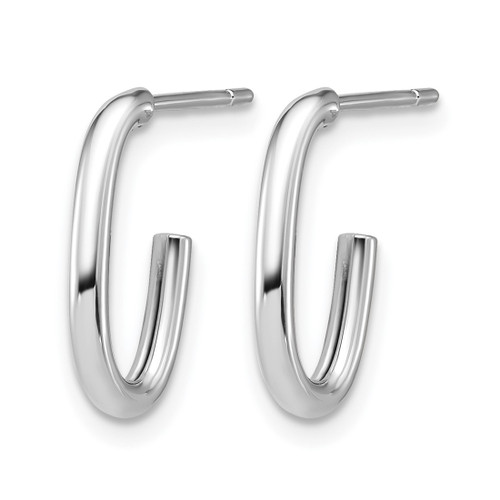Rhodium-Plated 14K White Gold Polished 2.0 mm Oval Post J-Hoop Earrings, 16 mm Long - View 2