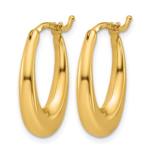 14K Yellow Gold Hollow Polished Tapered Oval Hoop Earrings, 21.3 mm - View 2