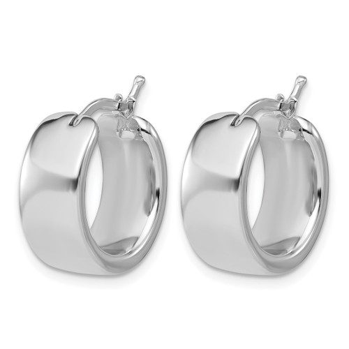 Rhodium-Plated 14K White Gold Hollow Polished 7.7 mm Round Hoop Earrings, 18 mm Long - View 2