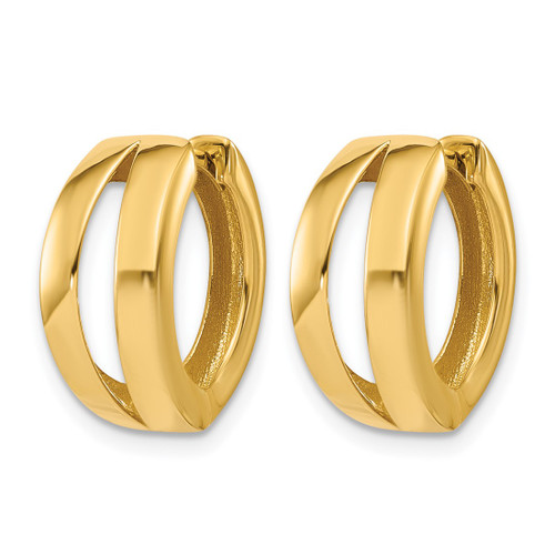 14K Yellow Gold Hollow Polished Fancy Tapered Hinged Round Hoop Earrings, 16.9 mm - View 2