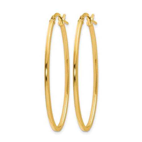 14K Yellow Gold Hollow Polished Oval Hoop Earrings, 40 mm - View 2