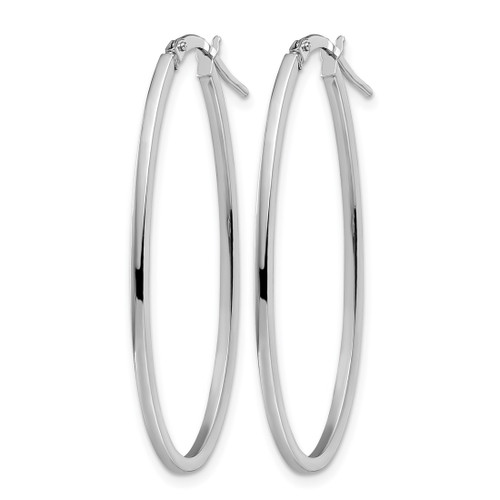 Rhodium-Plated 14K White Gold Hollow Polished Oval Hoop Earrings, 40 mm - View 2