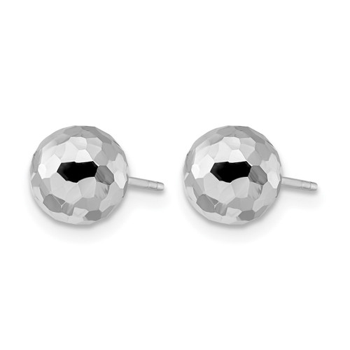 Rhodium-Plated 14K White Gold Hollow Polished Faceted Stud Earrings, 8 mm - View 2