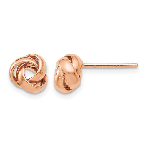14K Rose Gold Hollow Polished Stud Earrings, 8 mm