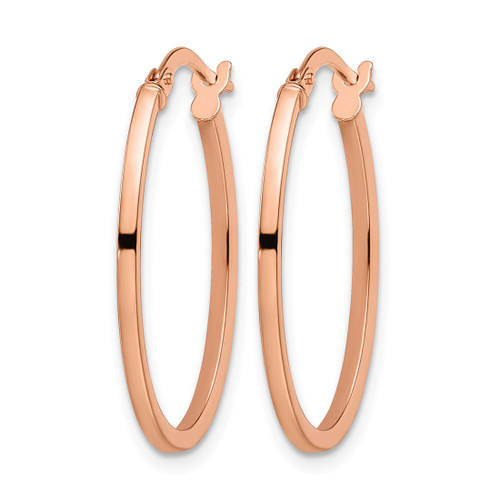 14K Rose Gold Hollow Polished Oval Hoop Earrings, 23 mm - View 2