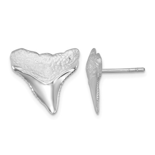 Sterling Silver Rhodium-Plated Polished Bull Shark Stud Earrings, 14.5 mm