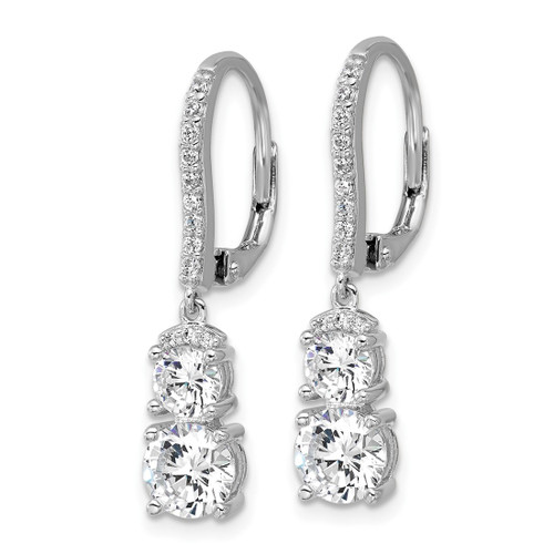 Cheryl M Sterling Silver Rhodium-Plated Polished Fancy Cubic Zirconia Leverback Dangle Earrings, 29.65 mm - View 2