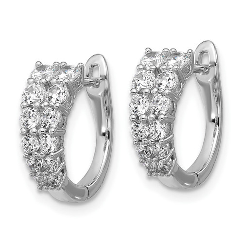 Cheryl M Sterling Silver Rhodium-Plated Polished Graduated Cubic Zirconia Hinged Round Hoop Earrings, 14 mm - View 2