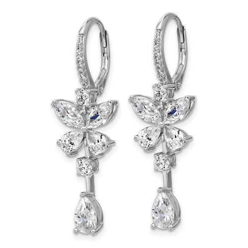 Cheryl M Sterling Silver Rhodium-Plated Polished Fancy Cubic Zirconia Butterfly Leverback Dangle Earrings, 39.2 mm - View 2
