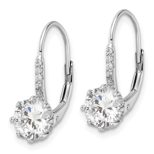 Cheryl M Sterling Silver Rhodium-Plated Polished Cubic Zirconia Leverback Drop Earrings, 16.5 mm - View 2