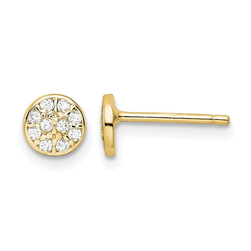 Cheryl M Sterling Silver Gold-Tone Polished Pave Cubic Zirconia Circle Stud Earrings, 5.5 mm