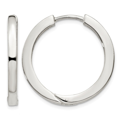 Sterling Silver 2.5 x 25 mm Hinged Hoop Earrings