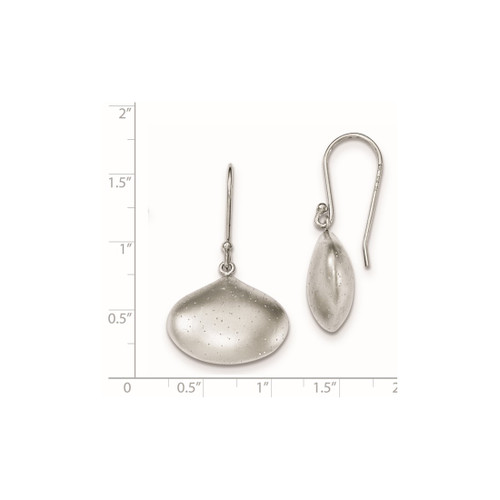 Sterling Silver Rhodium-Plated Sparkle-Cut Brushed Teardrop Dangle French Wire Earrings, 37 mm - View 2