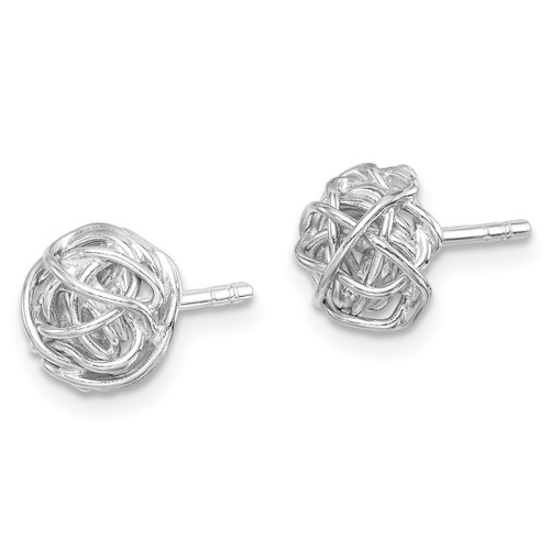 Sterling Silver Rhodium-Plated Polished Knot 7.5 mm Stud Earrings, 9 mm Long - View 2