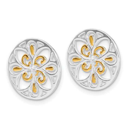 Sterling Silver Gold-Tone Jacket Earrings Enhancers, 15.2 mm - View 2