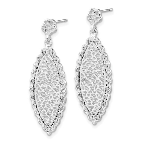 Sterling Silver Polished Cubic Zirconia Dangle Earrings, 38 mm - View 2