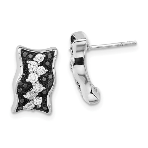 Sterling Silver Black & White Cubic Zirconia Stud Earrings, 14.3 mm