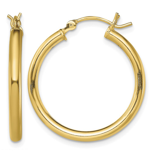 Sterling Silver Gold-Tone Polished 2.5 x 25 mm Hoop Earrings