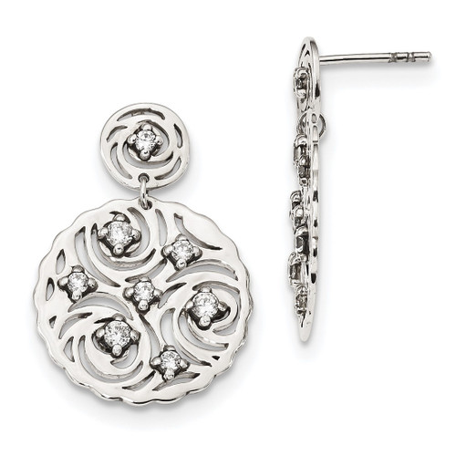 Sterling Silver Cubic Zirconia Post Dangle Earrings, 32 mm