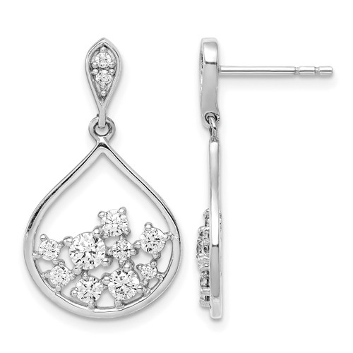 Sterling Silver Rhodium-Plated Cubic Zirconia Dangle Earrings, 26.75 mm