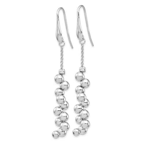 Sterling Silver Rhodium-Plated Offset Beads Dangle French Wire Earrings, 2.75 mm - View 2