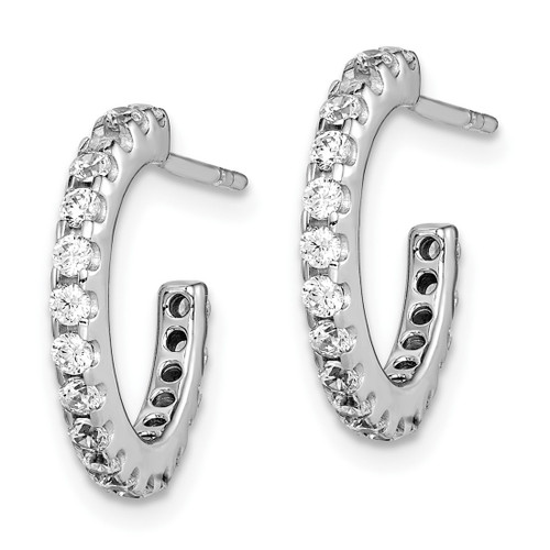 Sterling Silver Rhodium-Plated Cubic Zirconia J-Hoop Earrings, 16.5 mm - View 2