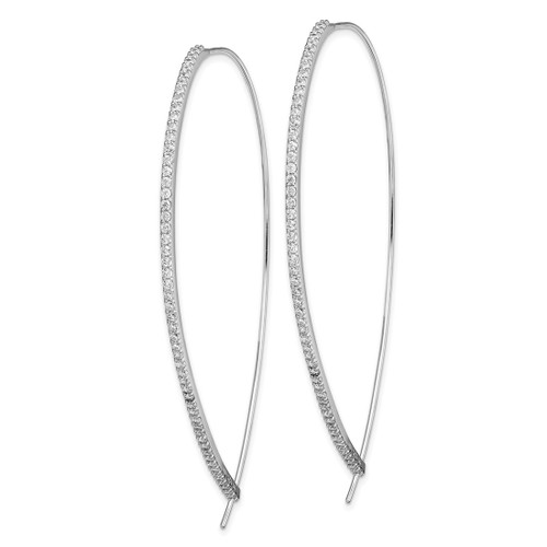 Sterling Silver Rhodium-Plated Cubic Zirconia Threader Drop Earrings, 71.46 mm - View 2