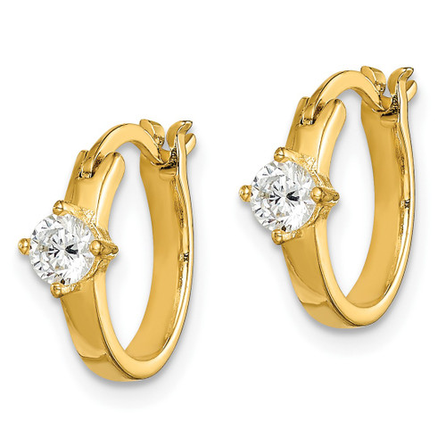 Sterling Silver Gold-Tone Square Cubic Zirconia Hoop Earrings, 12.74 mm - View 2